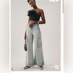 Anthropologie Pilcro Light Blue wide leg cargo Jeans 27